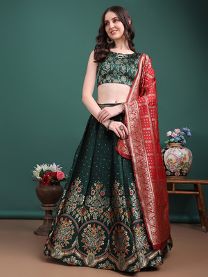 SWAMI STUDIO Self Design Semi Stitched Lehenga Choli(Multicolor)