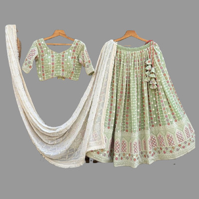 IYALAFAB Self Design Semi Stitched Lehenga Choli(Green)