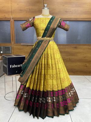 SHREE CREATION Self Design Semi Stitched Lehenga Choli(Yellow)