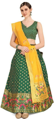 SWAMI STUDIO Self Design Semi Stitched Lehenga Choli(Black)