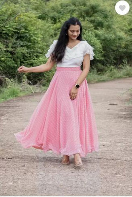 HOUSE OF COMMON Polka Print Stitched Lehenga & Crop Top(Black)
