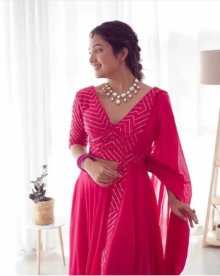 JENA FASHION Embellished, Printed, Self Design, Leheriya Semi Stitched Lehenga Choli(Pink, Red)