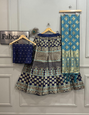Payu Self Design Semi Stitched Lehenga Choli(Blue)