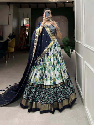 FusionCraftt Floral Print Semi Stitched Lehenga Choli(Multicolor)