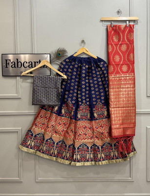 SHREE CREATION Self Design Semi Stitched Lehenga Choli(Dark Blue)