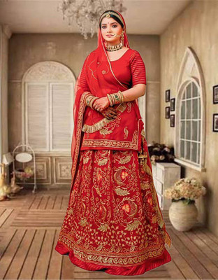 SHREE AMBEY TRADING Embroidered Semi Stitched Rajasthani Poshak(Red)