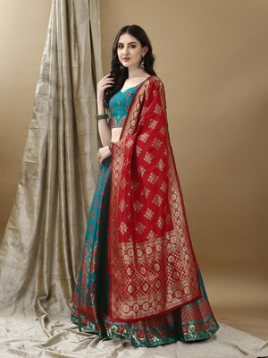SWAMI STUDIO Self Design Semi Stitched Lehenga Choli(Green)