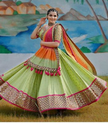 DD's creation Digital Print Semi Stitched Lehenga Choli(Green)