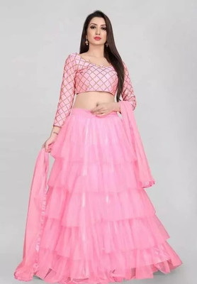 DrastiCreation Embroidered Semi Stitched Lehenga Choli(Multicolor)