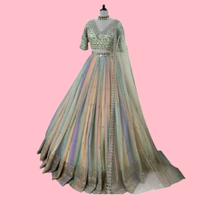 IYALAFAB Self Design Semi Stitched Lehenga Choli(Multicolor)