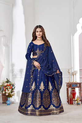 SHREE CREATION Embroidered Semi Stitched Lehenga Choli(Blue)