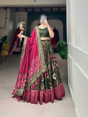 CynorHub Printed Semi Stitched Lehenga Choli(Multicolor)