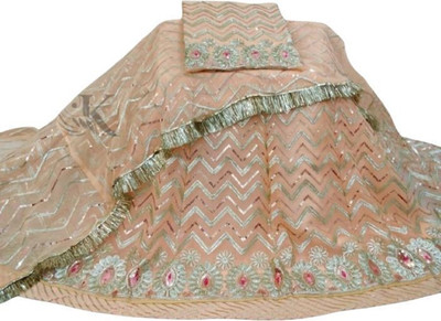 GHOOMAR Embroidered Semi Stitched Rajputi Poshak(Orange)