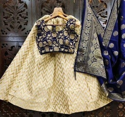 NITYA TEXOFAB Self Design Semi Stitched Lehenga Choli(Blue)