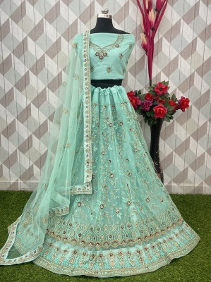 G2J BROTHERS Embroidered Semi Stitched Lehenga Choli(Blue)