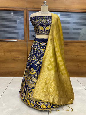 SHREE CREATION Self Design Semi Stitched Lehenga Choli(Yellow)