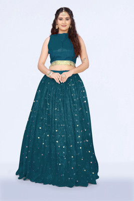 lazyandcrazy shop Solid Semi Stitched Lehenga Choli(Dark Blue)