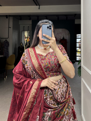 JANVI CREATION Printed Semi Stitched Lehenga Choli(Multicolor)