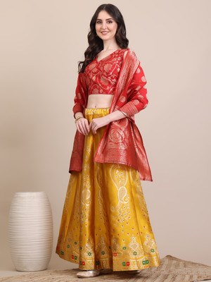 Harshiv Textile Self Design Semi Stitched Lehenga Choli(Multicolor)