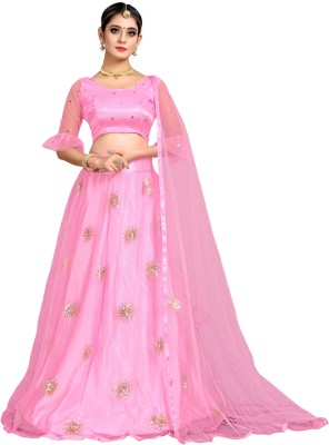 D.G.ITALIYA TRENDZ Embroidered Semi Stitched Lehenga Choli(Pink)