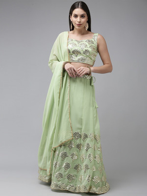 Divastri Printed Semi Stitched Lehenga Choli(Light Green)
