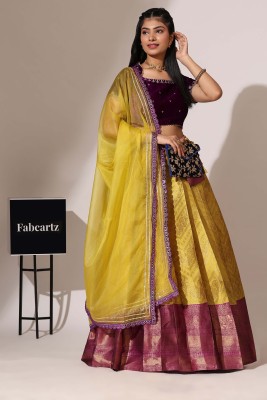 SHREE CREATION Self Design Semi Stitched Lehenga Choli(Yellow)