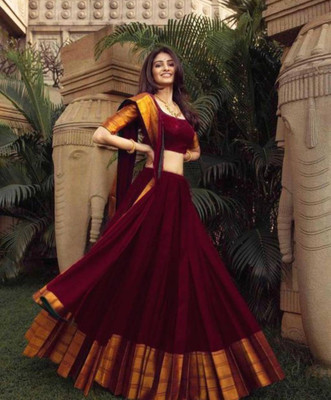 KASHTBHANJAN ETHNICWEAR Self Design Semi Stitched Lehenga Choli(Purple)