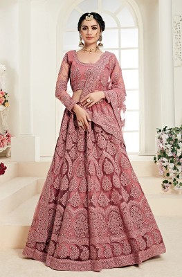 LIKCEK Embroidered, Self Design Semi Stitched Lehenga Choli(Pink)