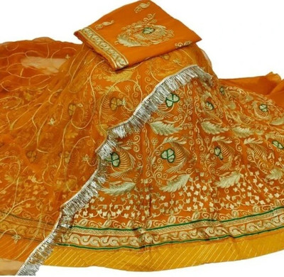 Bhawani Collection Embroidered Semi Stitched Rajasthani Poshak(Multicolor)