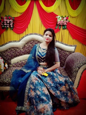 JandB fashion Digital Print Semi Stitched Lehenga Choli(Blue)