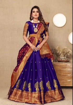 HN FASHION Printed Semi Stitched Lehenga Choli(Blue)