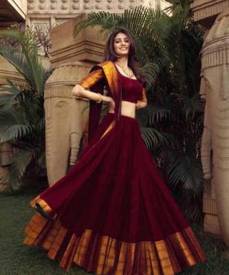 ADESHETHNICWEAR Self Design Semi Stitched Lehenga Choli(Purple)