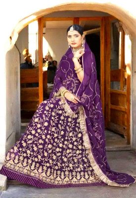 SHRIHARI BUSINESS Embroidered Semi Stitched Rajputi Poshak(Purple)