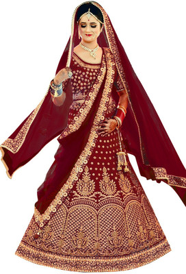 Kedar Fab Embroidered Semi Stitched Lehenga Choli(Maroon)