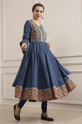 BIBA Printed Stitched Lehenga Choli(Blue)