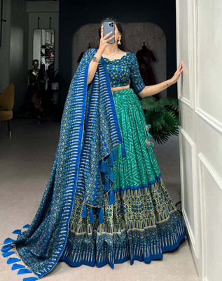 JesoriSaree Floral Print Semi Stitched Lehenga Choli(Multicolor)