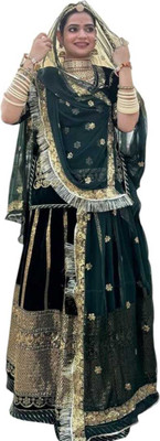 GHOOMAR Embroidered, Embellished Semi Stitched Rajputi Poshak(Dark Green)