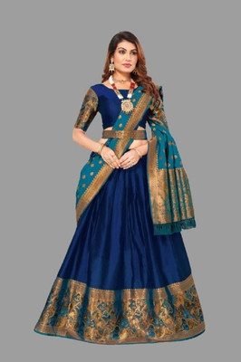 Samrthyafashion Printed Semi Stitched Lehenga Choli(Blue)