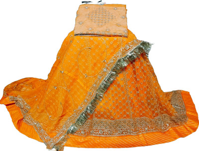 Shree Ambey Creation Embroidered Semi Stitched Rajasthani Poshak(Gold)