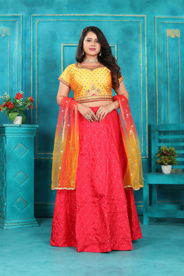 PickALook Embroidered Stitched Lehenga Choli(Multicolor)