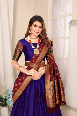 Samrthyafashion Printed Semi Stitched Lehenga Choli(Blue)
