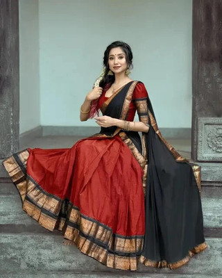 SWAMI STUDIO Solid, Self Design Semi Stitched Lehenga Choli(Red)