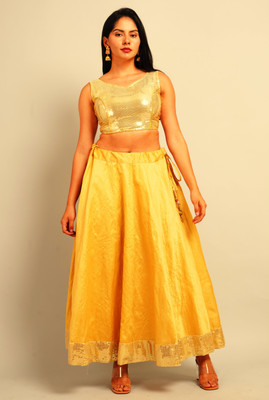 Dwears Solid Stitched Lehenga Choli(Gold)