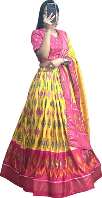 Ankit textile hub Printed Semi Stitched Lehenga Choli(Pink)