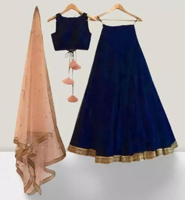 lazyandcrazy shop Self Design Semi Stitched Lehenga Choli(Blue)