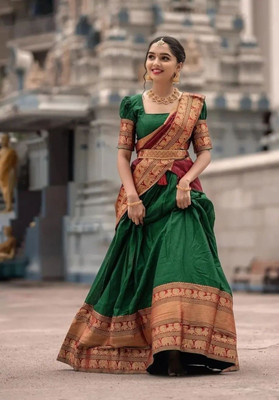 marooti creation Printed Semi Stitched Lehenga Choli(Green)