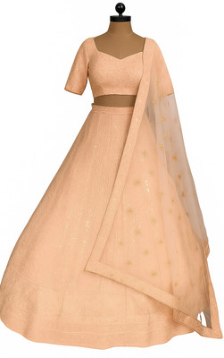 SUHANIYAA Embroidered Semi Stitched Lehenga Choli(Beige)