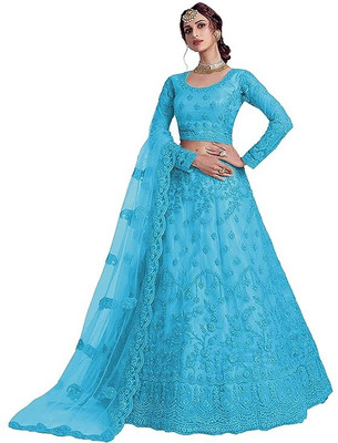 AADITASYA Embroidered Semi Stitched Lehenga Choli(Light Blue)