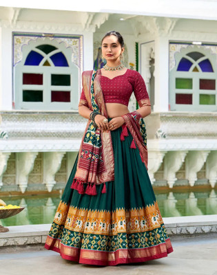 GORASH CREATION Printed Semi Stitched Lehenga Choli(Green)