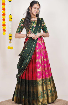 Sonu Creation Self Design Semi Stitched Lehenga Choli(Pink)